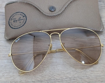 Gafas de sol vintage B&L RAY-BAN Aviator Brown Changeables 62-14 fabricadas en EE. UU.