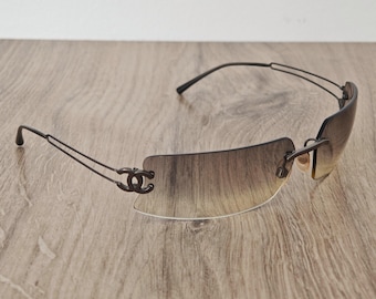Gafas de sol CHANEL 4051 sin montura Coco Mark - Gris plomo degradado - Años 2000 (de segunda mano)