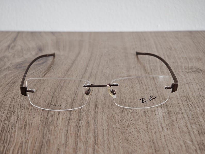 Ray-Ban RB8583 glasögonbågar utan bågar i titan – metallic brun – NOS bild 6