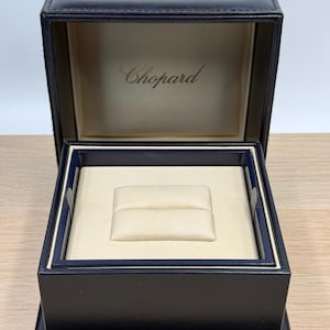 Authentic Chopard Luxury Dark Blue Leather Ring Presentation Box Empty Case