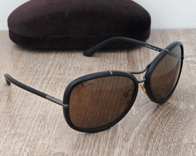 Tom Ford TF 135 Elle Sunglasses Made in Italy - Black x Brown - Y2K