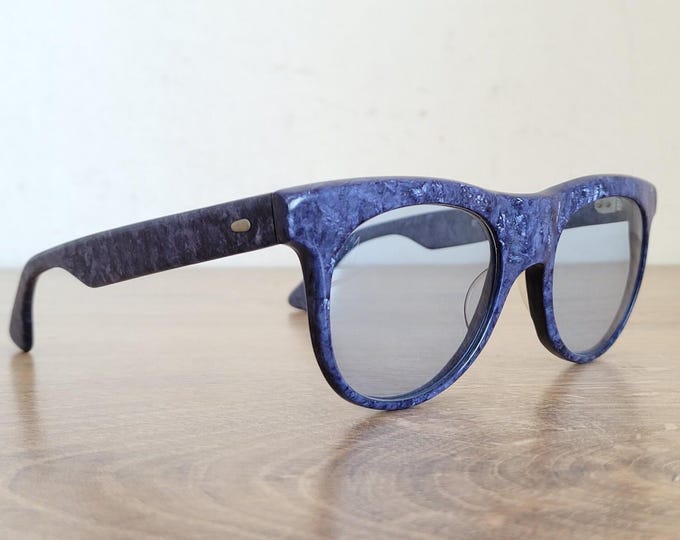 Vintage Alain Mikli A.M.88 0133 Blue Marble Sunglasses Hand Made in France RARE