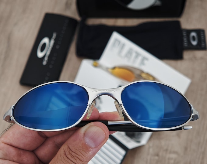 Vintage Oakley Wire Sunglasses - Silver Metal x Blue iridium - NOS - Mint - c. 2000's (Y2K)