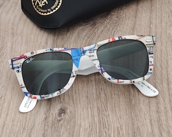 VTG Ray-ban Wayfarer RB2140 Ice Pop Blueberry Sunglasses Handmade