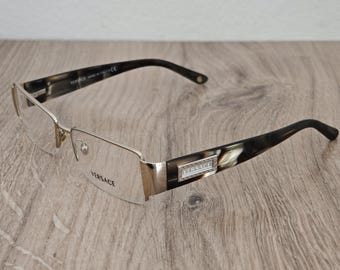 VERSACE Mod. 1140 Women's Greek Key Eyeglasses Frames - Half Rim - Metal x Acetate