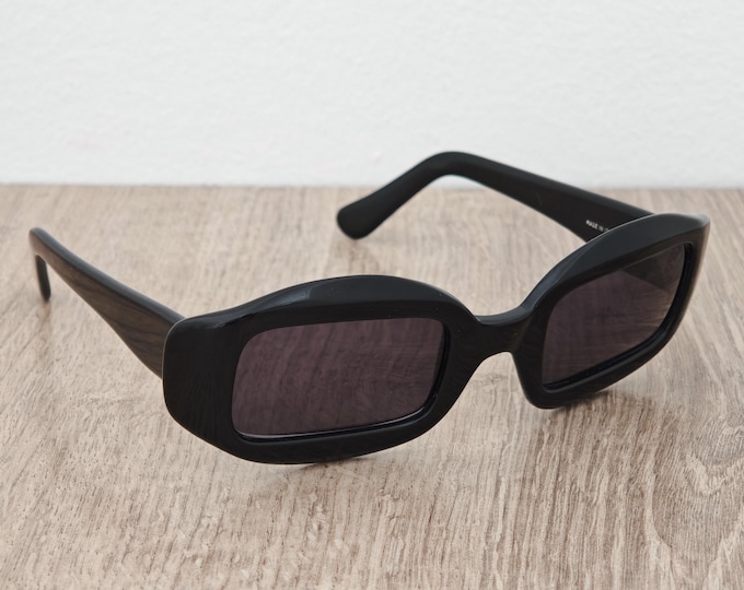 Vintage Filos Women's Black Acetate Sunglasses Made in Italy - c. 1980's - 1990's