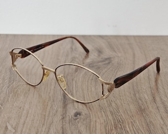 Vintage FENDI VL 7000 Womens Eyeglasses Frames, Gold Tortoise, c. 1990s