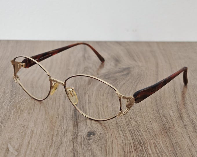 Vintage FENDI VL 7000 Womens Eyeglasses Frames, Gold Tortoise, c. 1990s