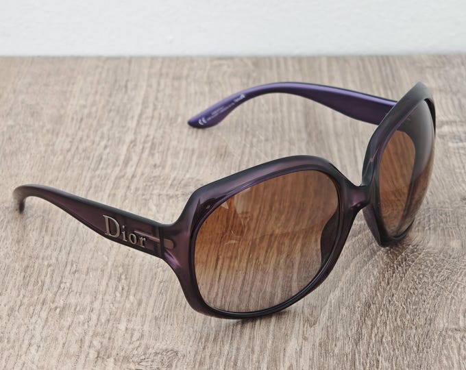 Christian Dior Glossy 1 Women's Oversized Sunglasses - Purple x Gradient Brown - c. 2000's