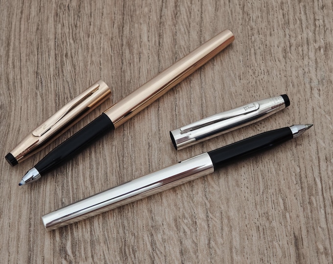 CROSS Century Rollerball Pens - Sterling Silver & 14Kt Rolled Gold - IRELAND c. 1970's