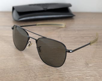 Vintage Randolph Eng. USA Black Pilot Sunglasses 5 1/2 original