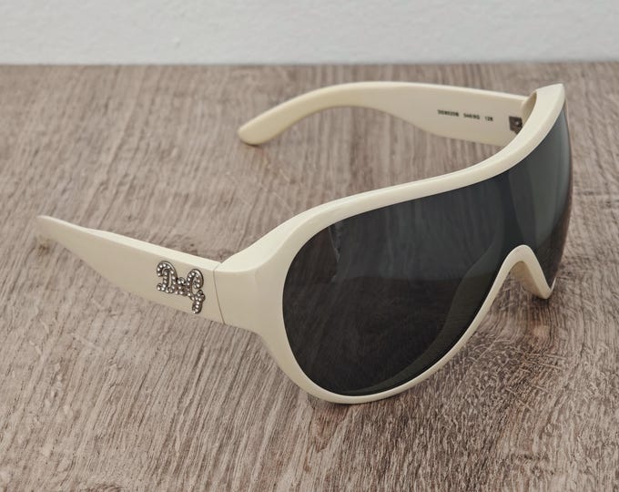 Dolce & Gabbana DD8020B Shield Sunglasses - White Oversized Mask - Italy 1990's - 2000's (Y2K) - NOS