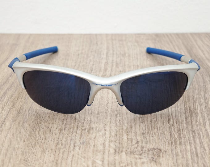 Vintage Oakley Half Jacket Gen 1 Silver Blue Sunglasses - c. 2000's (Y2K)
