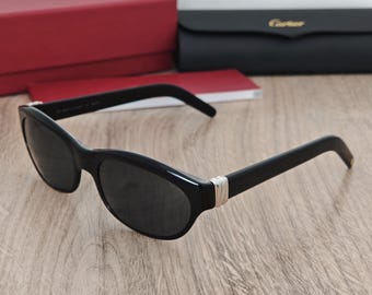 Cartier Women's Black x Platinum Sunglasses - Joyce de Cartier 54-18 135 mm
