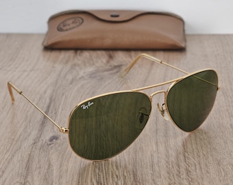 Gafas de sol estilo aviador vintage B&L Ray-Ban - Oro x Verde - Bausch and Lomb 62 mm