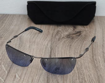 Smith Optics VIRTUE Chrome Blue Rimless Sunglasses - NOS - Y2K