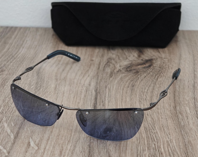 Smith Optics VIRTUE Chrome Blue Rimless Sunglasses - NOS - Y2K