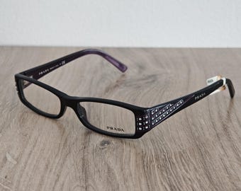 PRADA VPR 07L Women's Eyeglasses Frames with Rhinestones Made in Italy - NOS