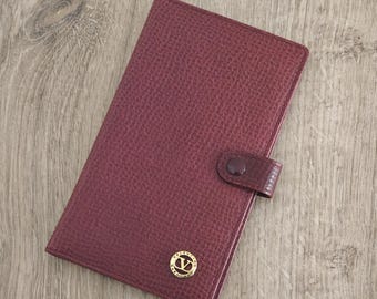 Valentino Garavani Small Burgundy Leather Notepad Organizer Cover Made in Italy - 15 x 9 cm