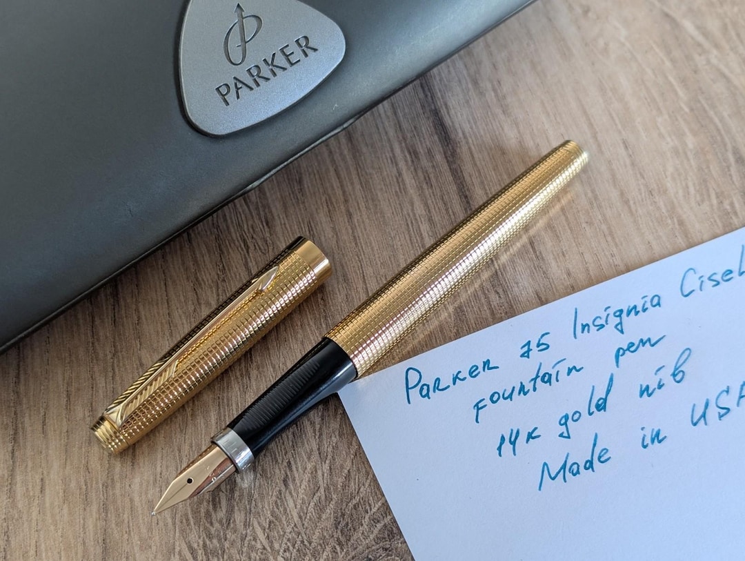 Parker 75 Insignia Cisele Fountain Pen - 14K Gold (F) Nib Made in USA ...