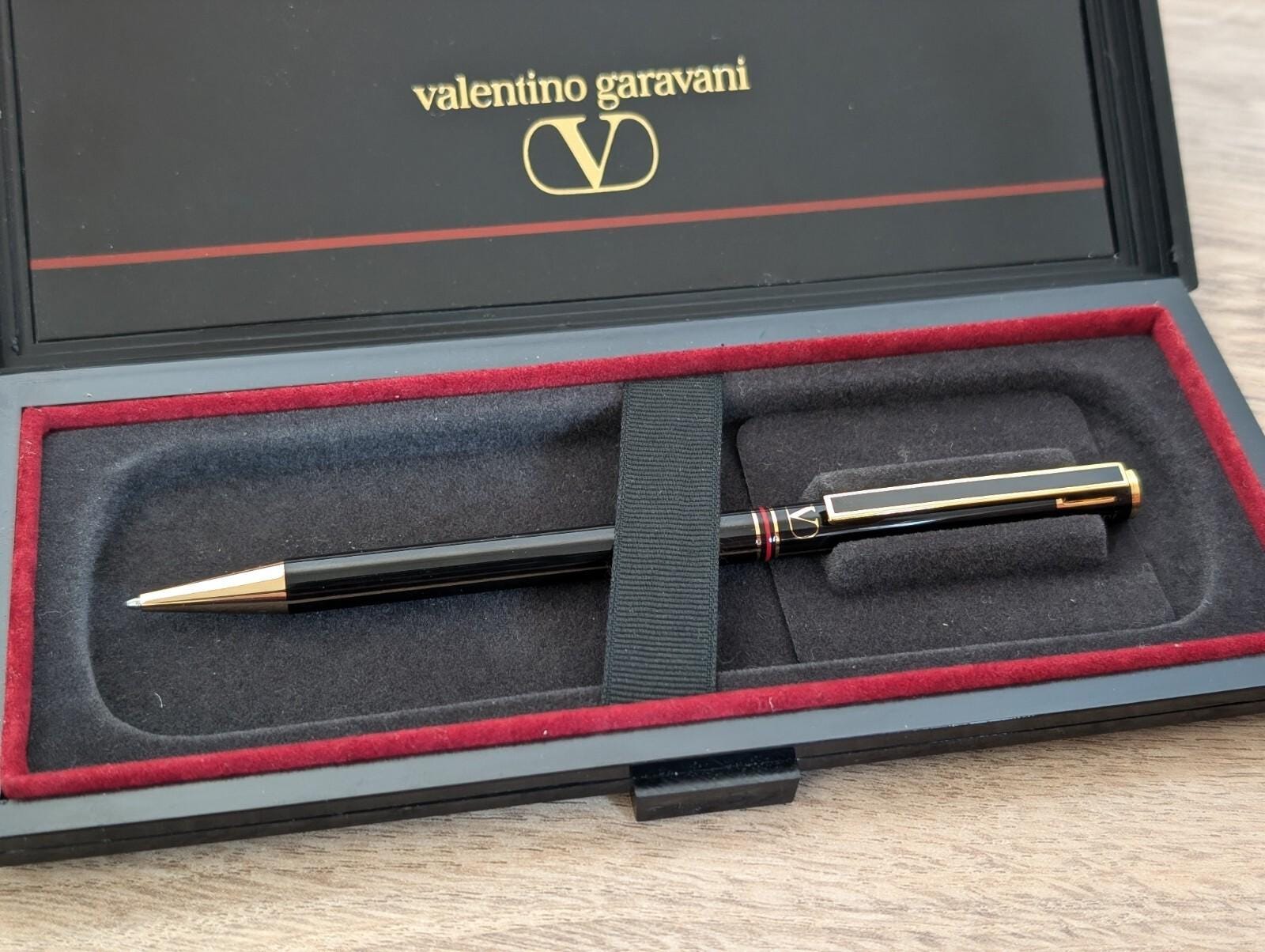 Vintage Valentino Garavani Ballpoint Pen – Black & Gold – Luxury