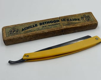 Antique Gustave La Cleopatre Straight Razor Sheffield Silver Steel Cairo Box