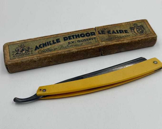 Antique Gustave La Cleopatre Straight Razor Sheffield Silver Steel Cairo Box