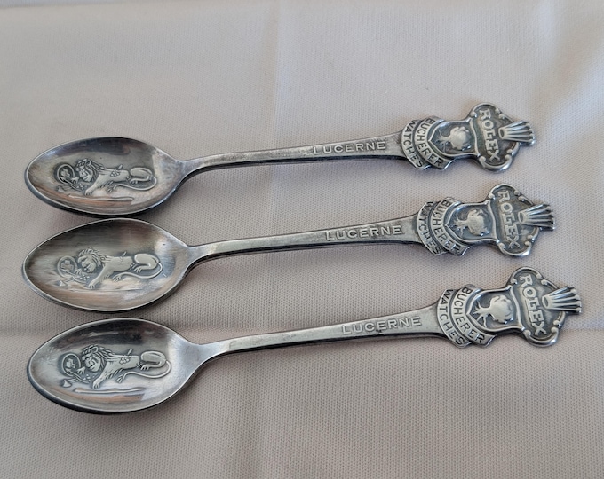 Vintage ROLEX Silver Plated Small Spoons - Lot of 3 - Lucerne Boucherer Watches - c. 1970s