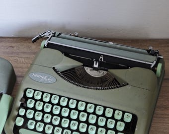 Hermes Baby Vintage Portable Typewriter Made in Switzerland - Mint Green - c. 1960s