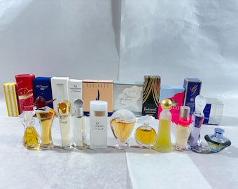 Vintage Designer Perfume Miniatures, All 11 Piece Set, 1980s-90s