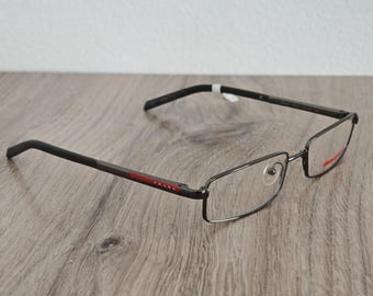 PRADA VPS 52A Full Rim Gunmetal Eyeglasses Frames Made in Italy - NOS