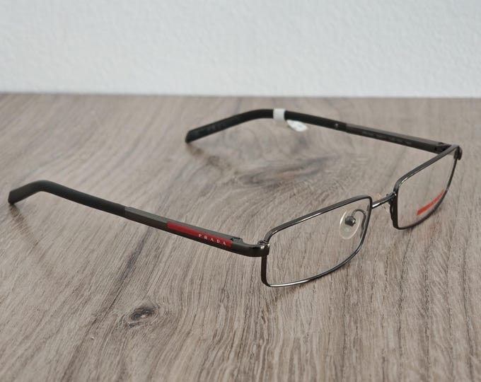 PRADA VPS 52A Full Rim Gunmetal Eyeglasses Frames Made in Italy - NOS