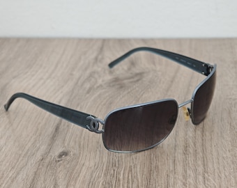 CHANEL 4091 CoCo Mark Metallic Blue Sunglasses Made in Italy - Y2K