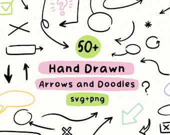 Doodles flèches dessinés à la main, bulle de dialogue Clipart croquis Notes planificateur icônes PNG SVG