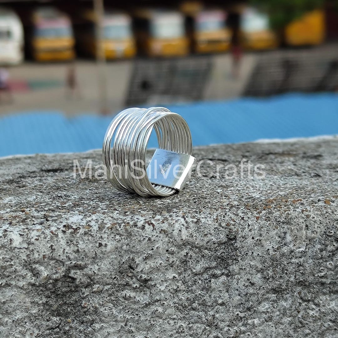 Sterling Silver Fidget Ring, Chunky Wire Wrap Meditation Band - Etsy
