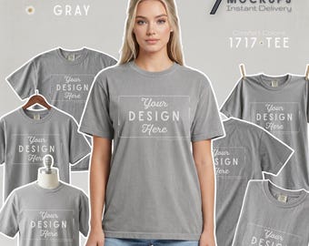 Comfort Farben T-Shirt Mockup | 1717 Schweres Modell | Bernstein (Haar zurück), grau