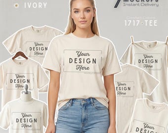 Comfort Farben T-Shirt Mockup | 1717 Schweres Modell | Bernstein, Elfenbein