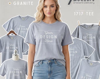Comfort Farben T-Shirt Mockup | 1717 Schweres Modell | Bernstein + Granit