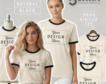 Next Level 3604 Ringer T-Shirt Mockup | Modell & Schaufensterpuppe (Digital Download)