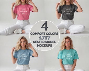 Comfort Colors 1717 T-Shirt Mockup | Sitzendes Modell Bundle (Digitaler Download)