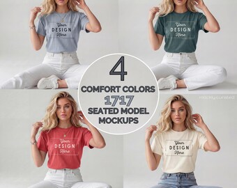 Comfort Colors 1717 T-Shirt Mockup | Sitzendes Modell Bundle (Digitaler Download)