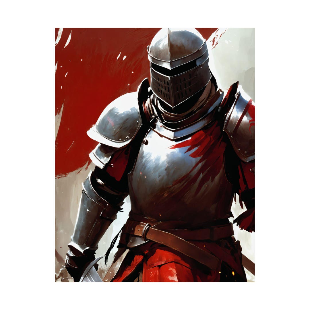 Red Knight Fanatsy The Red Knight: Fantasy Medieval Warrior Art Print (satin) - Etsy