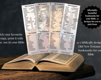 15 Pack Bible Bookmarks | Scripture Tools | Old & New Testament Guide | Christian Gift