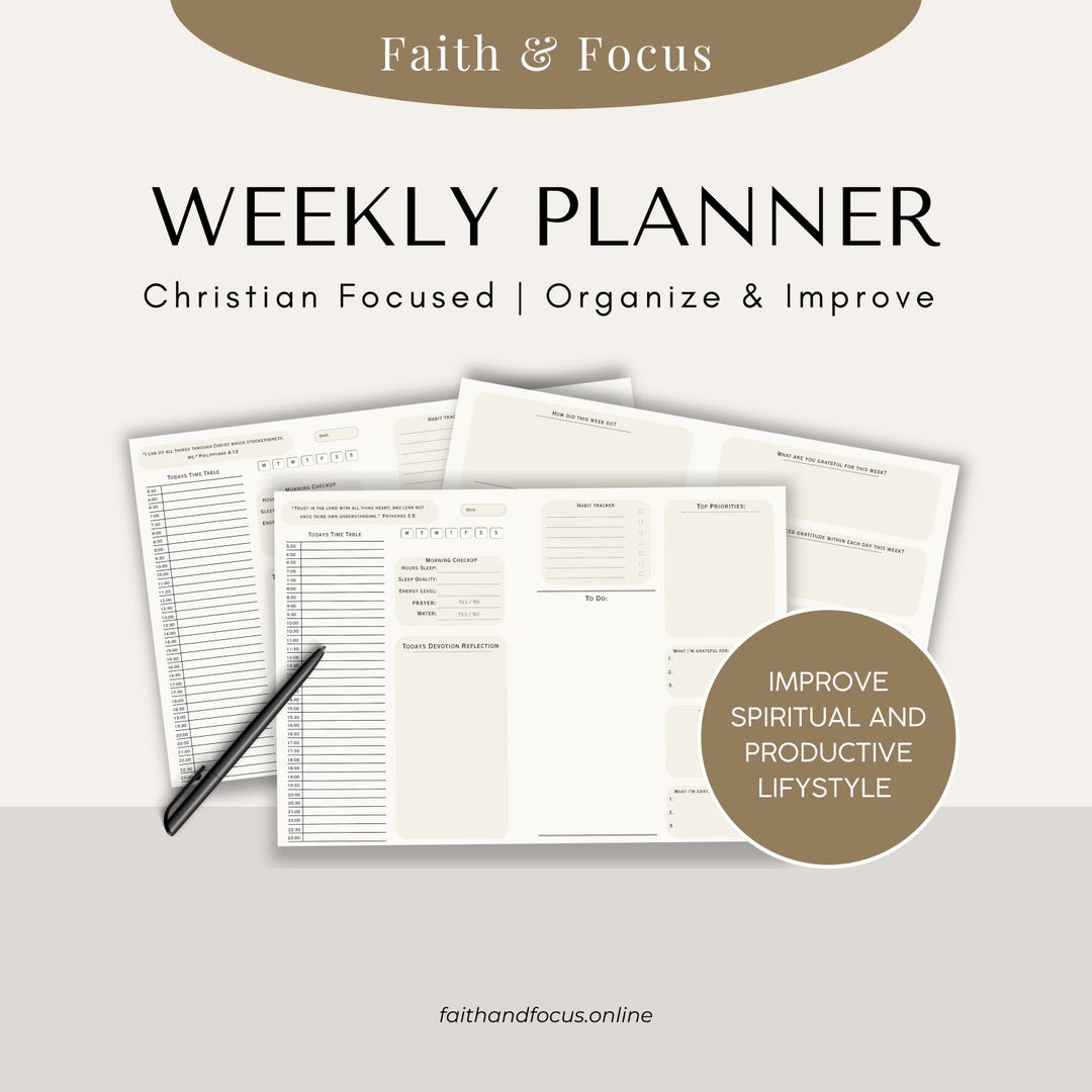 Christian Weekly Planner | Faith Based, Devotional (PDF Printable) - Etsy