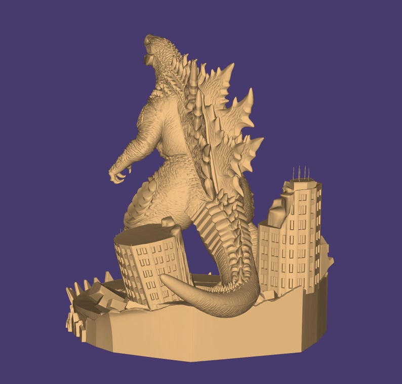 Modelo 3D de Godzilla: Diorama de Godzilla (archivo STL), Monstruo STL, Modelo 3D de Monstruo, Rey Monstruo 3D, Figura de Acción STL, Archivo para impresora 3D imagen 9