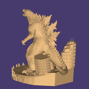 Modelo 3D de Godzilla: Diorama de Godzilla (archivo STL), Monstruo STL, Modelo 3D de Monstruo, Rey Monstruo 3D, Figura de Acción STL, Archivo para impresora 3D imagen 4