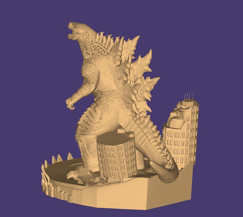Modelo 3D de Godzilla: Diorama de Godzilla (archivo STL), Monstruo STL, Modelo 3D de Monstruo, Rey Monstruo 3D, Figura de Acción STL, Archivo para impresora 3D imagen 4