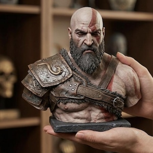 Kratos God of War : God of War STL File , Kratos STL File , Kratos Bust 3D STL , Bust 3D Model , God of War Figurine ,Game Statue