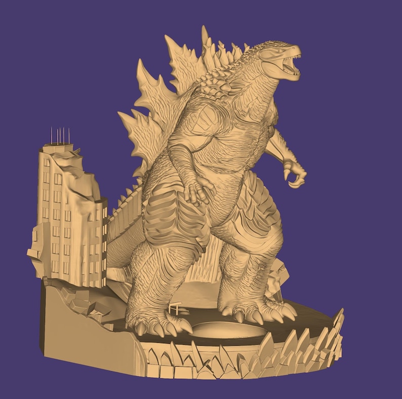 Modelo 3D de Godzilla: Diorama de Godzilla (archivo STL), Monstruo STL, Modelo 3D de Monstruo, Rey Monstruo 3D, Figura de Acción STL, Archivo para impresora 3D imagen 6