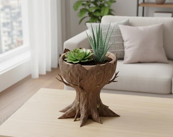 Tree Planter 3D Model : Succulent Planter STL File , Wooden Planter Shelf , Stacked Planter , 3D Model Flower Pot , Planter 3D Print File